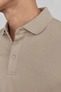 Pedro del Hierro Polos-Camisa polo manga comprida mercerizada Beige
