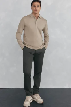 Pedro del Hierro Polos-Camisa polo manga comprida mercerizada Beige