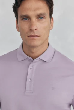 Pedro del Hierro Polos-Camisa polo manga comprida mercerizada P&uacute;rpura