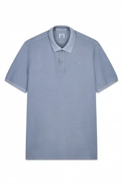 OOTO Polos-Camisa polo piqué lavada com bordado de avião Azul