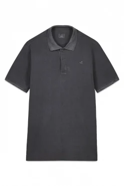 OOTO Polos-Camisa polo piqué lavada com bordado de avião Cinzento
