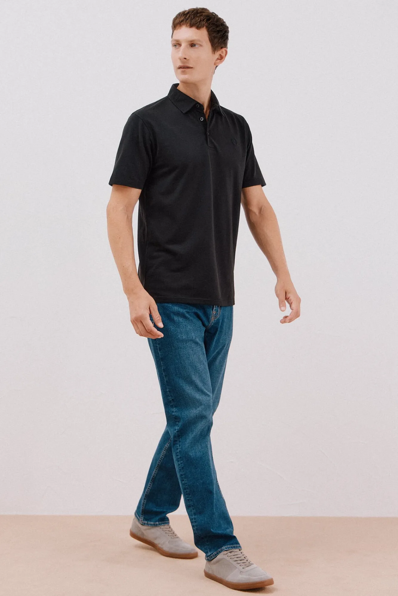 Cortefiel Polos-Camisa polo piqué liso Preto