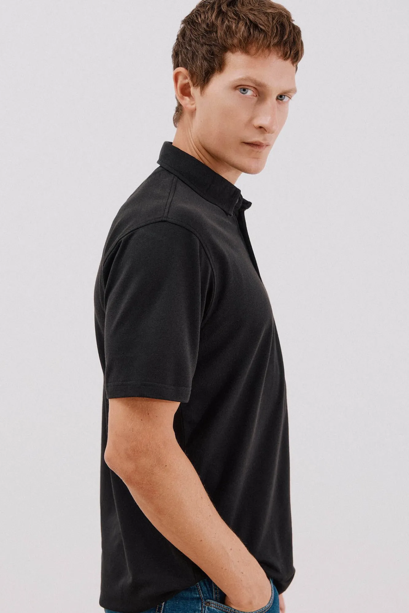 Cortefiel Polos-Camisa polo piqué liso Preto