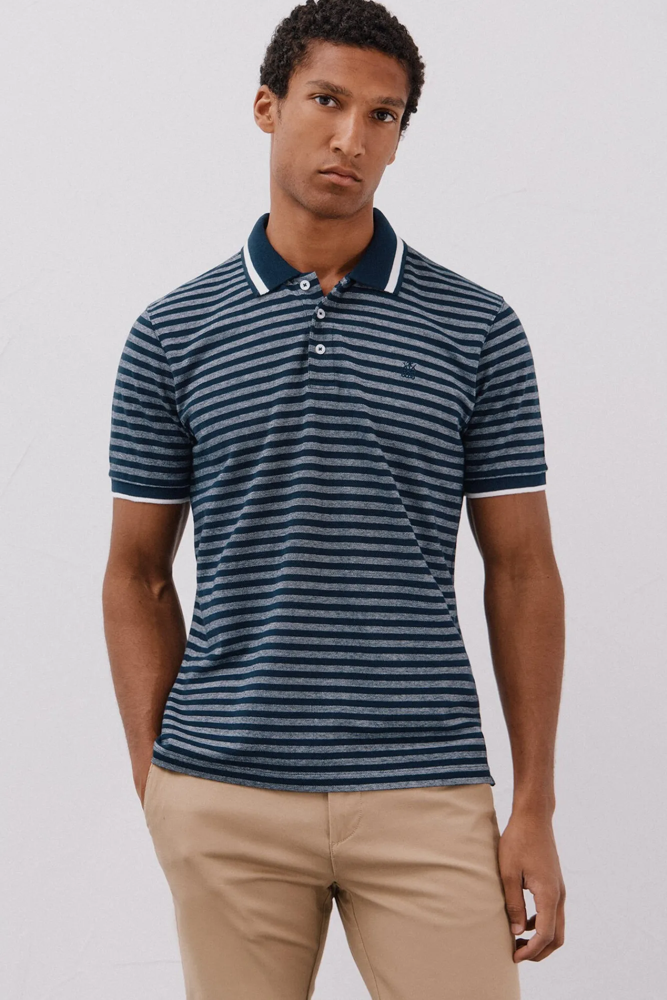 Cortefiel Polos-Camisa polo riscas Oxford Azul