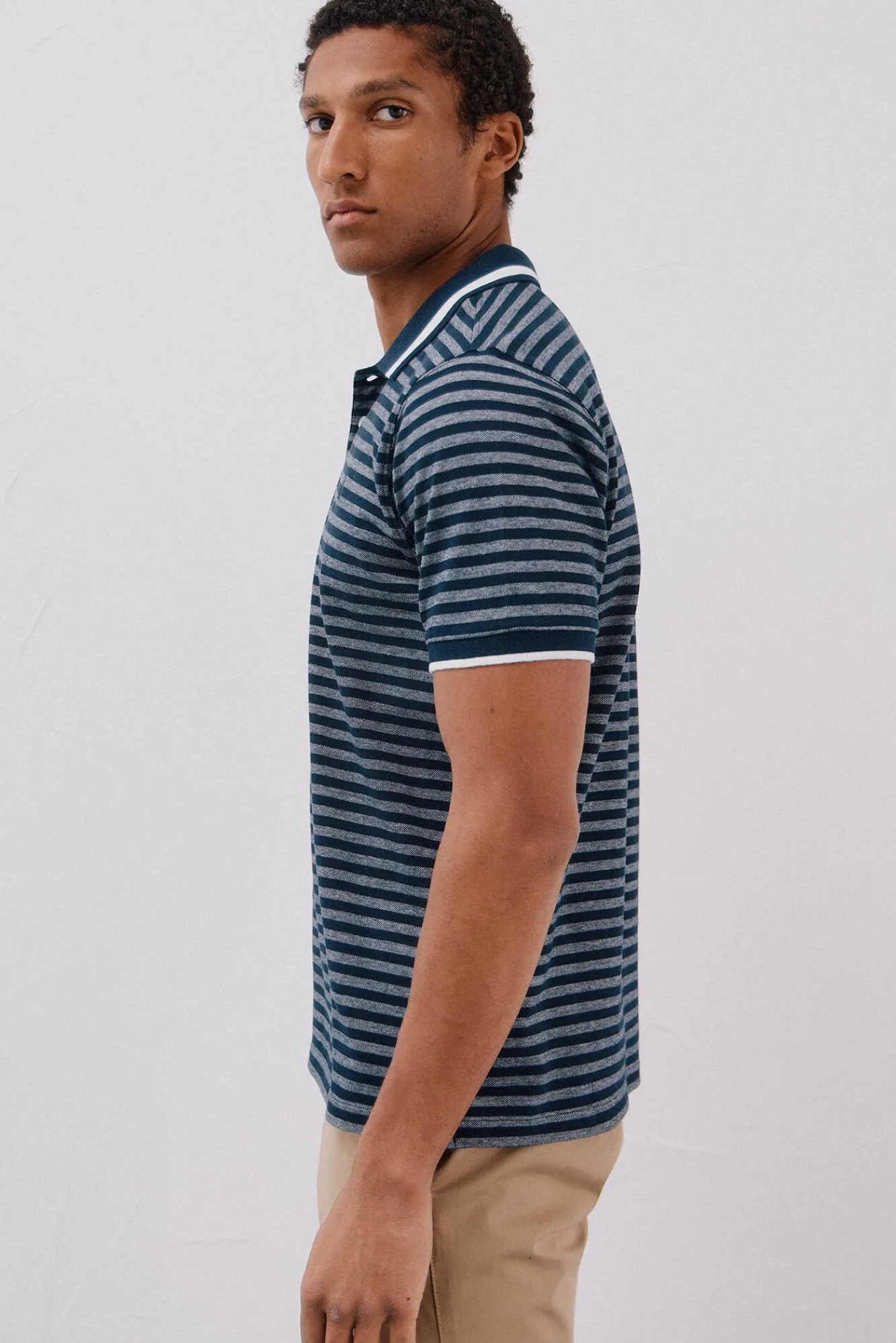 Cortefiel Polos-Camisa polo riscas Oxford Azul