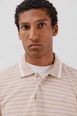 Cortefiel Polos-Camisa polo riscas Oxford Tostado