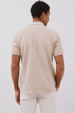 Cortefiel Polos-Camisa polo riscas Oxford Tostado