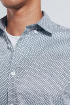 Springfield Camisas-Camisa popelina micro estampado branco