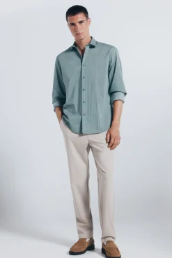 Springfield Camisas-Camisa popelina micro estampado verde