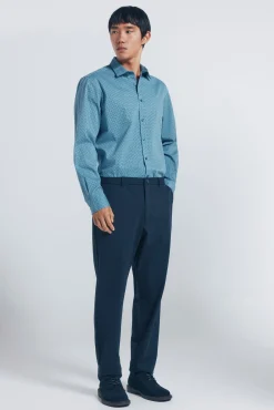 Springfield Camisas-Camisa popelina micro estampado azul