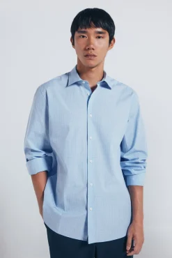 Springfield Camisas-Camisa popelina xadrez azul