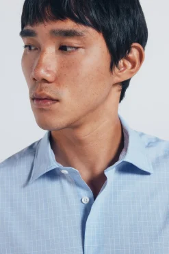 Springfield Camisas-Camisa popelina xadrez azul