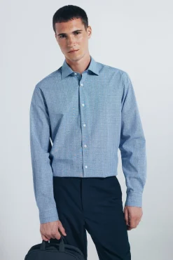 Springfield Camisas-Camisa popelina xadrez azul