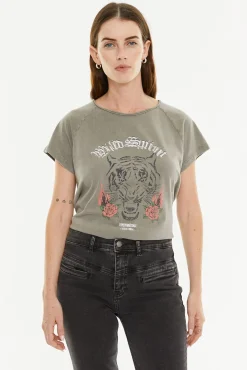 System Action T-Shirts-Camisa posicional do Tigre verde