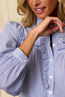Polín Et Moi Blusas-Camisa riscas Auray Azul