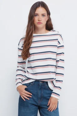 Springfield Blusas-Camisa riscas com botões e ombros à mostra cru