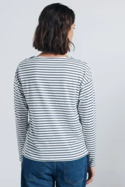 Springfield Blusas-Camisa riscas com botões e ombros à mostra estampado