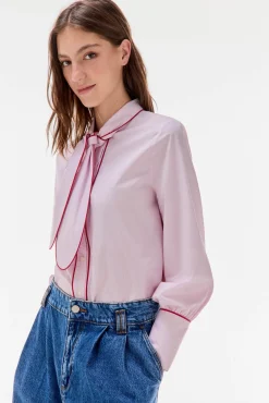 TFP by Tamara Falcó Blusas-Camisa riscas com laço Bordeaux