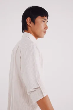 Springfield Camisas-Camisa riscas de algodão bege