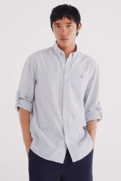 Springfield Camisas-Camisa riscas de algodão azul
