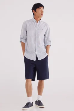 Springfield Camisas-Camisa riscas de algodão azul