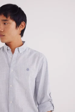 Springfield Camisas-Camisa riscas de algodão azul