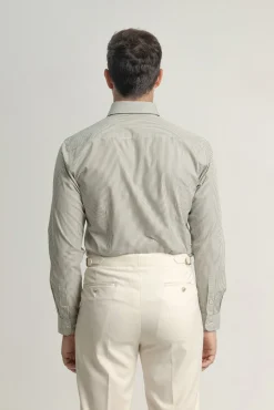 PuroEGO Camisas-Camisa riscas de algodão slim fit Verde