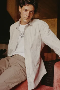 OOTO Camisas-Camisa riscas estruturada Azul