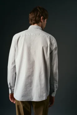 OOTO Camisas-Camisa riscas estruturada Azul