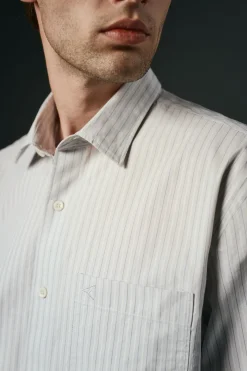 OOTO Camisas-Camisa riscas estruturada Azul