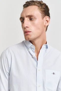 Gant Camisas-Camisa riscas fina clássica Regular Fit Azul