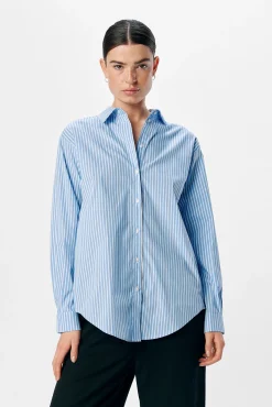 Object Blusas-Camisa riscas larga Azul