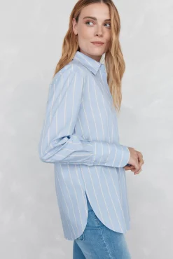 Pedro del Hierro Blusas-Camisa riscas oversized Azul