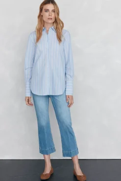 Pedro del Hierro Blusas-Camisa riscas oversized Azul