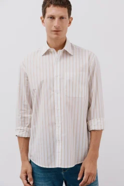 Cortefiel Camisas-Camisa riscas popelina Branco