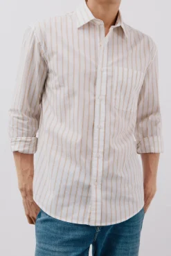 Cortefiel Camisas-Camisa riscas popelina Branco