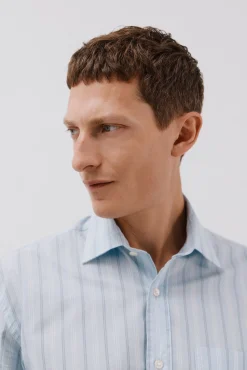 Cortefiel Camisas-Camisa riscas popelina Azul