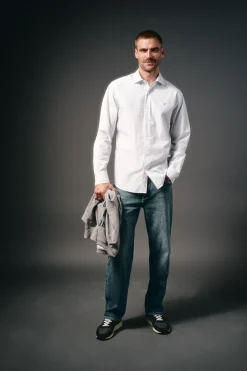 OOTO Camisas-Camisa riscas popelina Branco