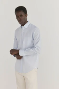 Pedro del Hierro Camisas-Camisa riscas que não pode ser passada a ferro + resistente a manchas Azul
