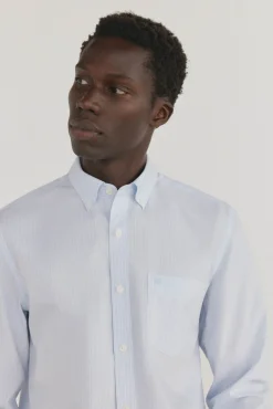 Pedro del Hierro Camisas-Camisa riscas que não pode ser passada a ferro + resistente a manchas Azul