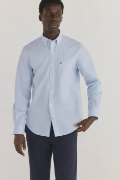 Pedro del Hierro Camisas-Camisa riscas que não pode ser passada a ferro + resistente a manchas Azul
