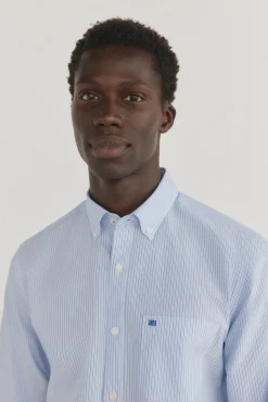 Pedro del Hierro Camisas-Camisa riscas que não pode ser passada a ferro + resistente a manchas Azul