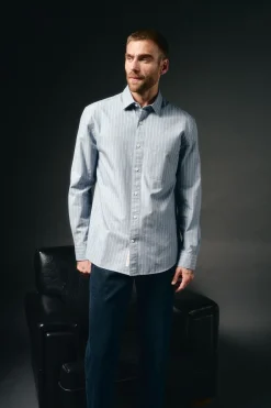 OOTO Camisas-Camisa riscas twill Azul