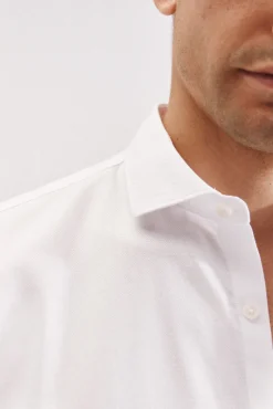 Cortefiel Camisas|Camisas Clássicas-Camisa slim fit com abotoaduras e fácil engomar Branco