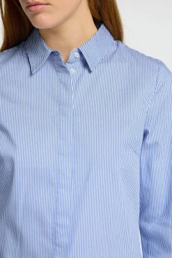 Selected Blusas-Camisa Slim Fit confeccionada em algodão orgânico Azul