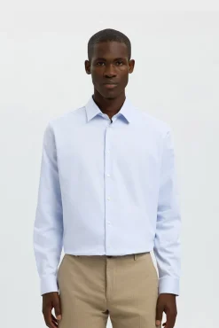 Selected Camisas|Camisas Clássicas-Camisa Slim Fit de vestir Azul