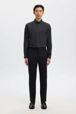 Selected Camisas|Camisas Clássicas-Camisa Slim Fit de vestir Preto