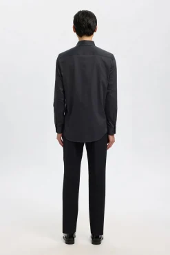 Selected Camisas|Camisas Clássicas-Camisa Slim Fit de vestir Preto