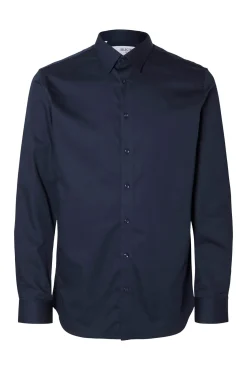 Selected Camisas|Camisas Clássicas-Camisa Slim Fit de vestir Azul