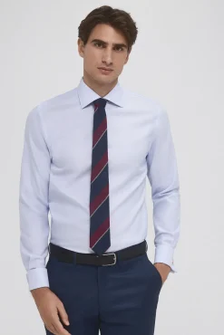 Pedro del Hierro Camisas|Camisas Clássicas-Camisa social com botões de punho, não resistente ao ferro e às manchas, corte simples e à medida Azul